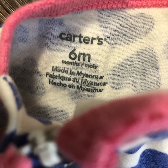 Carter's Baby Girl Zip-Up Cotton PJ Romper Short Sleeve, baby girl size 6 months - Picture 2 of 2